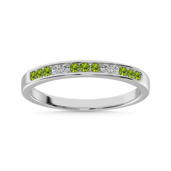 Picture of Peridot and Alternate Diamond 1/4 Ct.Tw. Ladies Machine Band in 14K White Gold